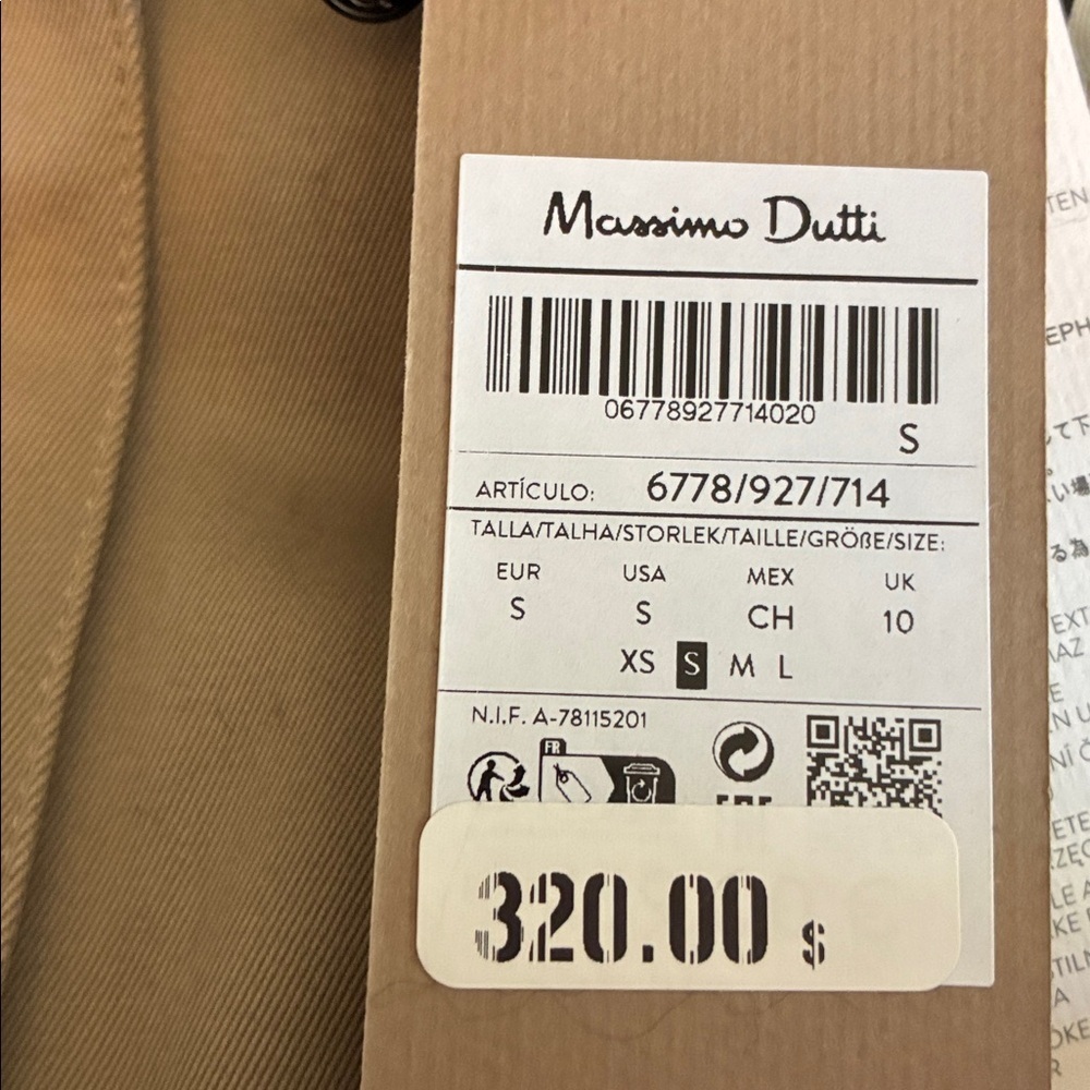 NWT. Massimo Dutti Khaki Tan Leather Collar Parka Jacket. Size S. - Picture 9 of 12